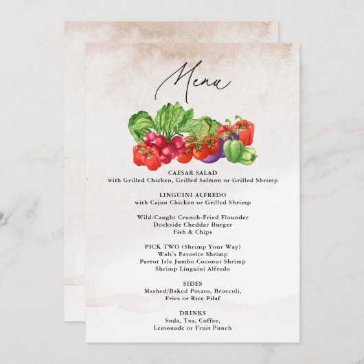 Ze is van het Market Farmers Market Vrijgezellenfe Menu (Voorkant / Achterkant)