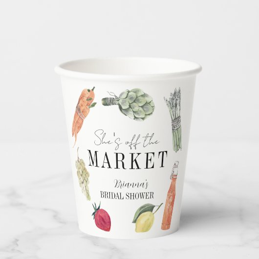 Ze is van het Vrijgezellenfeest van de boerenmarkt Papieren Bekers (Voorkant)