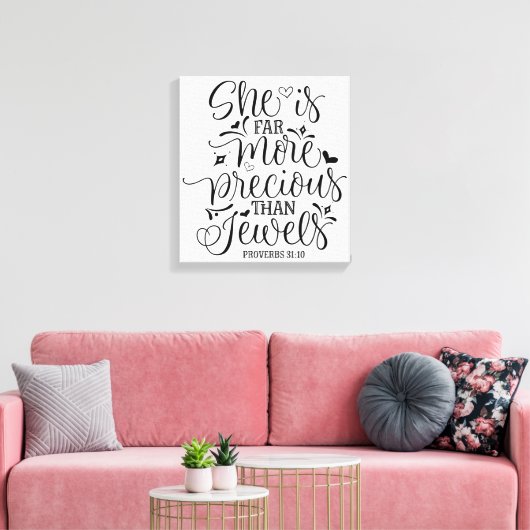 Ze is veel waardevoller dan Juwelen Canvas Afdruk (Insitu (Woonkamer))