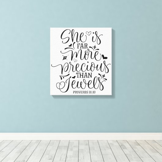 Ze is veel waardevoller dan Juwelen Canvas Afdruk (Insitu (Houten vloer))