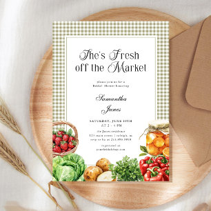 Ze Is Vers Fris Van De Markt Gingham Bruidsfeest Kaart