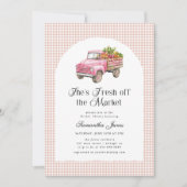 Ze Is Vers Fris Van De Markt Gingham Bruidsfeest Kaart (Voorkant)