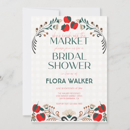 Ze is vers van de markt Apple Vrijgezellenfeest Kaart (Voorkant)