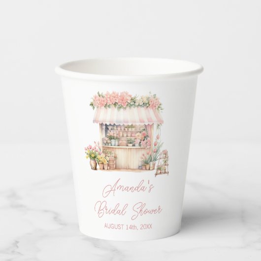 Ze is vers van de markt bloem bruiloftsshower papieren bekers (Voorkant)