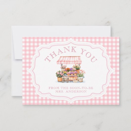 Ze is vers van de markt Bloemen Vrijgezellenfeest Bedankkaart (Voorkant)