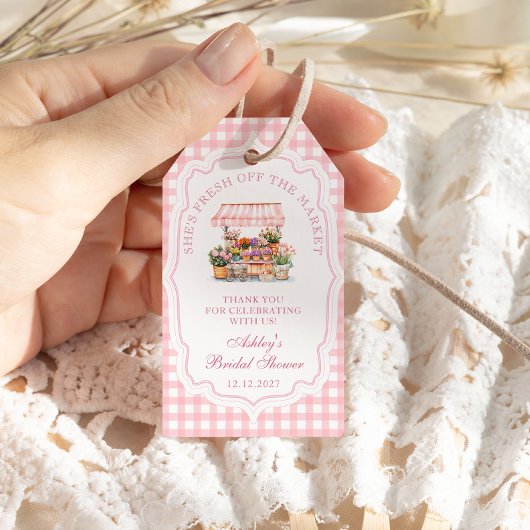 Ze is vers van de markt Bloemen Vrijgezellenfeest Cadeaulabel