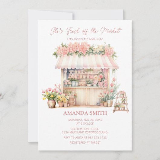Ze is vers van de markt Bloemen Vrijgezellenfeest Kaart (Voorkant)