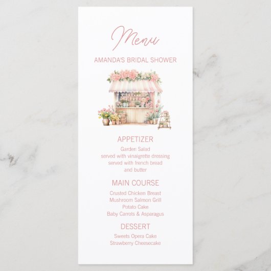 Ze is vers van de markt Bloemen Vrijgezellenfeest Menu (Achterkant)