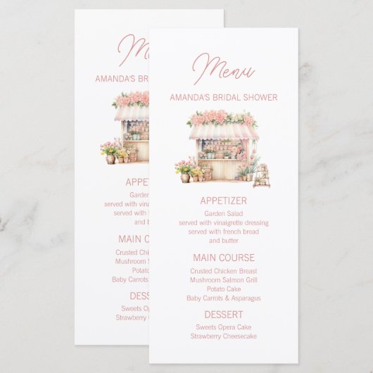 Ze is vers van de markt Bloemen Vrijgezellenfeest Menu (Voorkant / Achterkant)