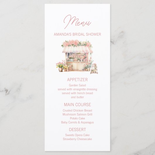 Ze is vers van de markt Bloemen Vrijgezellenfeest Menu (Voorkant)