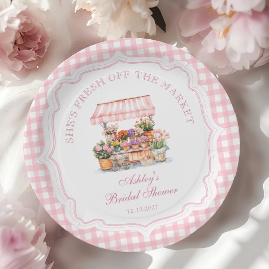 Ze is vers van de markt Bloemen Vrijgezellenfeest Papieren Bordje