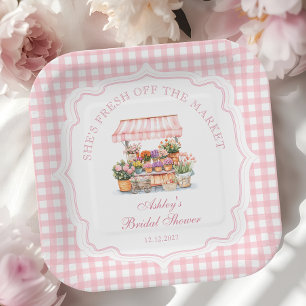 Ze is vers van de markt Bloemen Vrijgezellenfeest Papieren Bordje