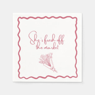 "Ze is vers van de markt" bloemig  Servet