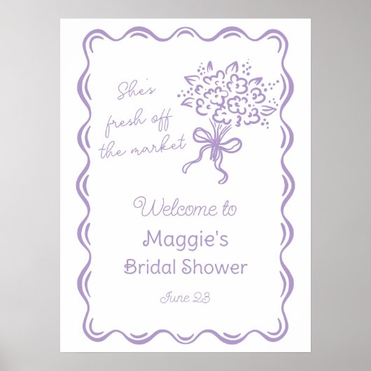 Ze is vers van de markt bruids welkom poster (Voorkant)