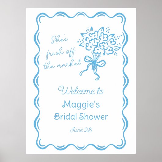 Ze is vers van de markt bruids welkom poster (Voorkant)