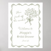 Ze is vers van de markt bruids welkom poster (Voorkant)