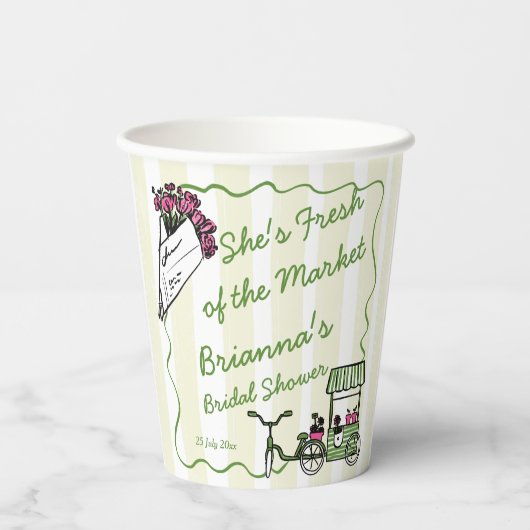 Ze is vers van de markt bruidsfeest aangepast papieren bekers (Achterkant)