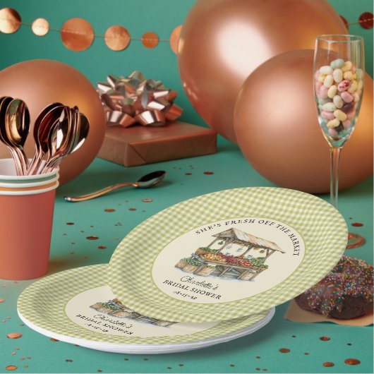 Ze is vers van de markt bruidsfeest  papieren bordje (Multi)