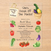 Ze is vers van de markt Canvas tas Vrijgezellenfee Acryl Uitnodigingen (Voorkant)