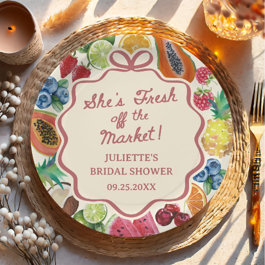 Ze is vers van de markt Fruit Bruiloft Papieren Bordje