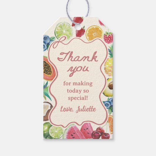 Ze is vers van de markt Fruit Bruiloftsborrel Cadeaulabel (Voorkant)