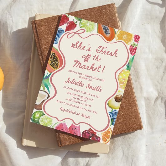 Ze is vers van de markt Fruit Bruiloftsborrel Kaart