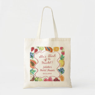 Ze is vers van de markt Fruit Bruiloftsborrel Tote Bag