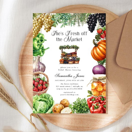 Ze is vers van de markt Gingham bruidsdouche Kaart