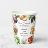 Ze is vers van de markt Gingham bruidsdouche Papieren Bekers (Achterkant)