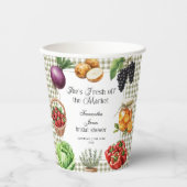 Ze is vers van de markt Gingham bruidsdouche Papieren Bekers (Voorkant)