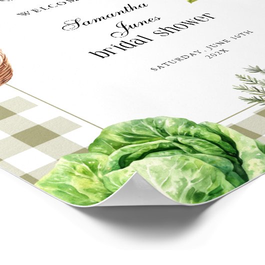 Ze is vers van de markt Gingham bruidsdouche Poster (Hoek)