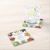 Ze is vers van de markt Gingham Bruidsfeest Kartonnen Onderzetters (Insitu)