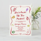 Ze is vers van de markt grillig Vrijgezellenfeest Kaart (Staand voorkant)