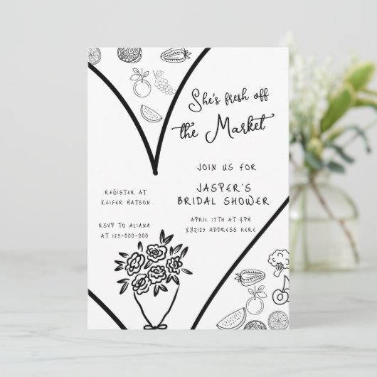 Ze is vers van de markt grillig Vrijgezellenfeest Kaart (Staand voorkant)