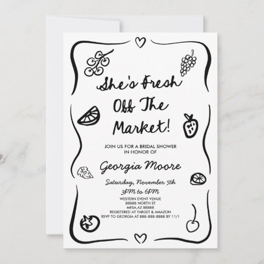 Ze is vers van de markt grillig Vrijgezellenfeest Kaart (Voorkant)