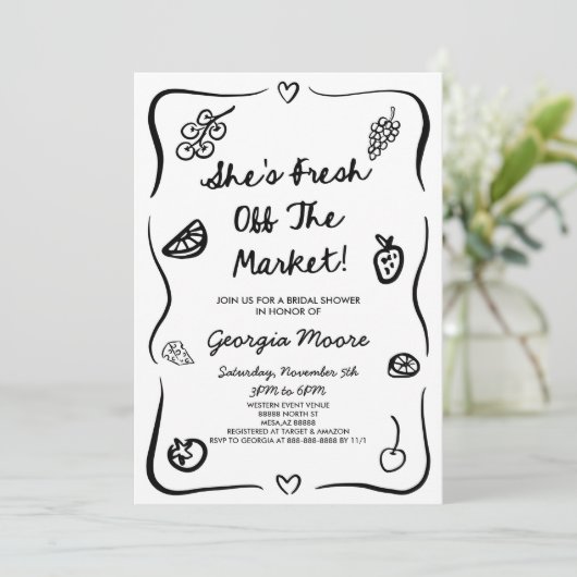 Ze is vers van de markt grillig Vrijgezellenfeest Kaart (Staand voorkant)