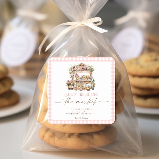 Ze is vers van de markt Herfst Vrijgezellenfeest Vierkante Sticker