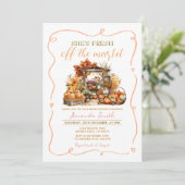 Ze is vers van de markt pompoen Vrijgezellenfeest Kaart (Staand voorkant)