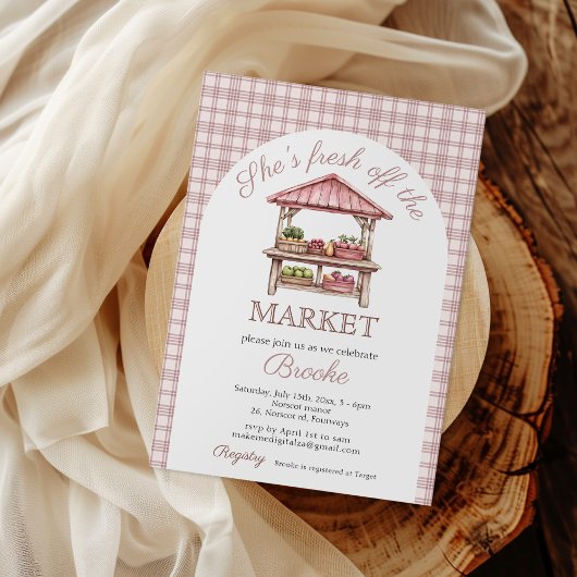 Ze is vers van de markt roze Vrijgezellenfeest Kaart