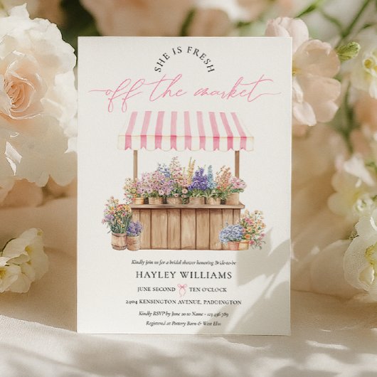 Ze is vers van de markt roze Vrijgezellenfeest Kaart