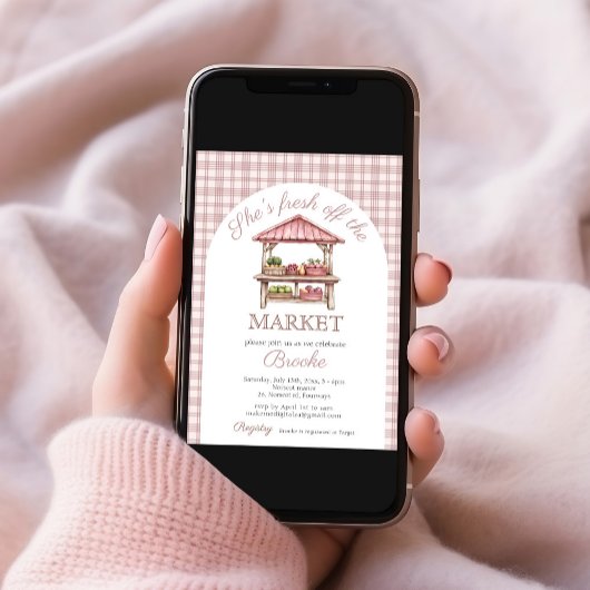 Ze is vers van de markt roze Vrijgezellenfeest Kaart