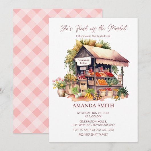 Ze is vers van de markt Veggie Vrijgezellenfeest Kaart (Voorkant / Achterkant)