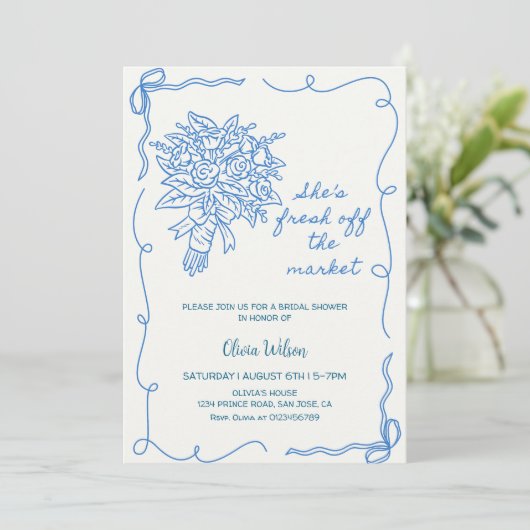 Ze is vers van de markt Vrijgezellenfeest- Bloemen Kaart (Staand voorkant)