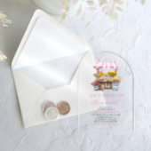 Ze is vers van de markt Vrijgezellenfeest gebogen Acryl Uitnodigingen