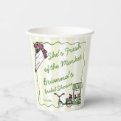 Ze is vers van de markt vrijgezellenfeest gewoonte papieren bekers (Voorkant)