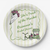 Ze is vers van de markt vrijgezellenfeest gewoonte papieren bordje (Voorkant)
