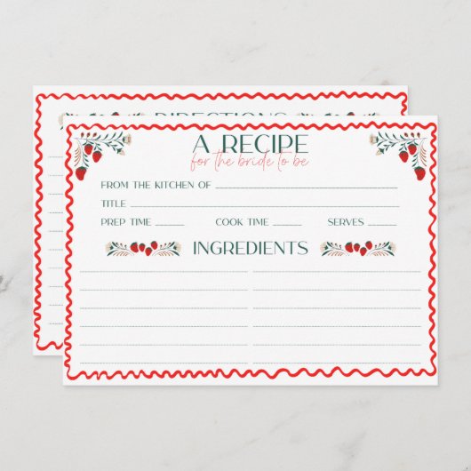 Ze is vers van de markt Vrijgezellenfeest recept Informatiekaartje (Voorkant / Achterkant)