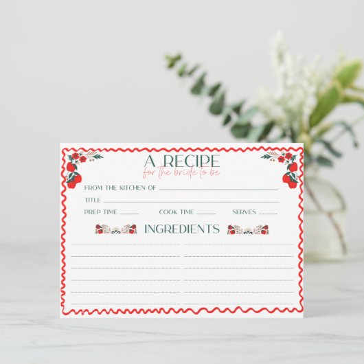 Ze is vers van de markt Vrijgezellenfeest recept Informatiekaartje (Staand voorkant)