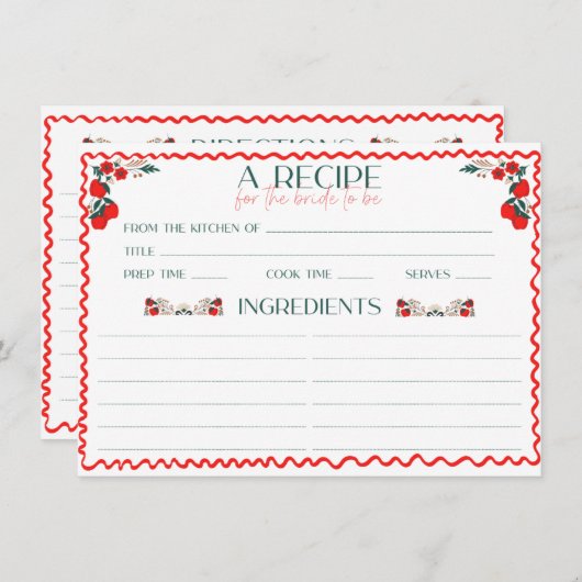 Ze is vers van de markt Vrijgezellenfeest recept Informatiekaartje (Voorkant / Achterkant)