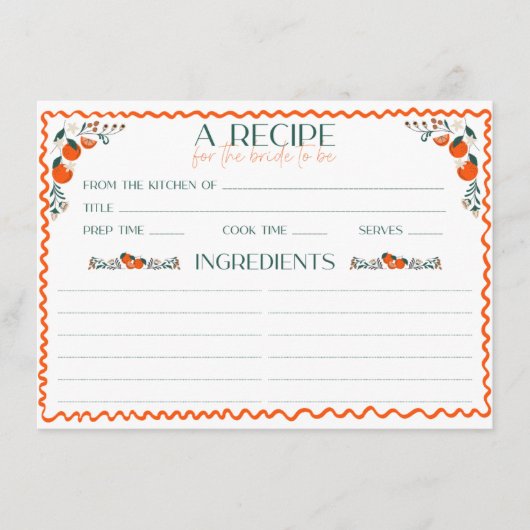 Ze is vers van de markt Vrijgezellenfeest recept Informatiekaartje (Voorkant)